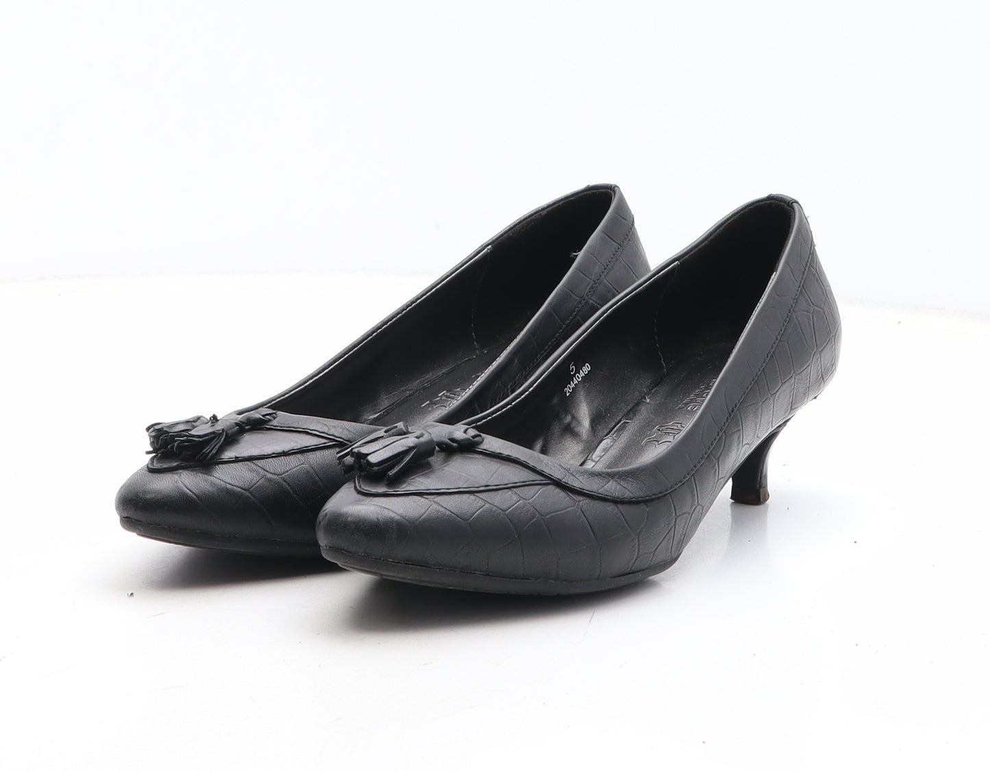 FootGlove Womens Black Synthetic Court Heel UK - Croc Texture