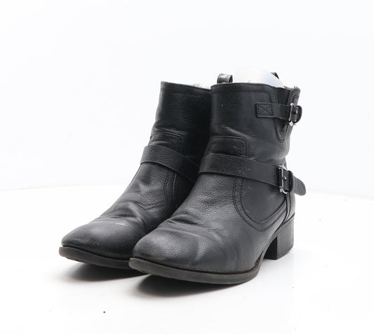 Marks and Spencer Womens Black Synthetic Biker Boot UK