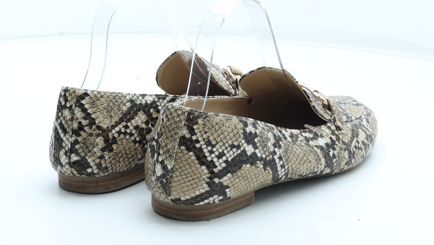 Sole Comfort Womens Brown Animal Print Polyurethane Slip On Flat UK - Snakeskin Pattern