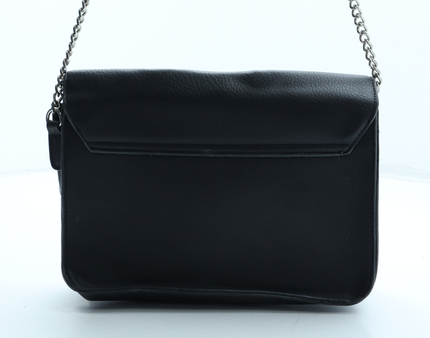 Preworn Womens Black Polyurethane Shoulder Bag Size Small
