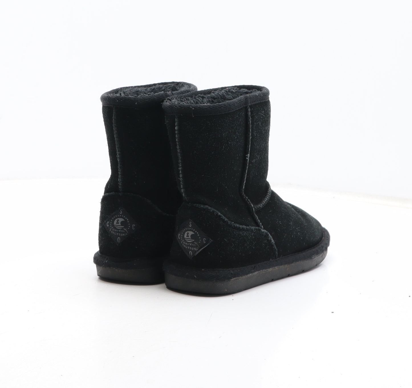 SoulCal&Co Girls Black Synthetic Shearling Style Boot UK 11