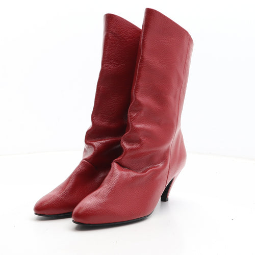 Preworn Womens Red Synthetic Bootie Boot UK