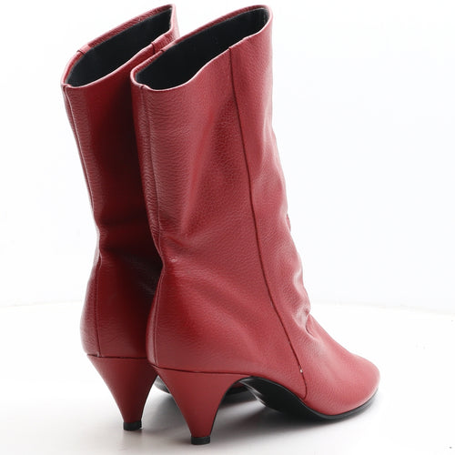 Preworn Womens Red Synthetic Bootie Boot UK