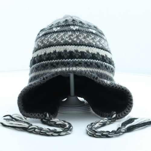 Preworn Boys Grey Fair Isle Acrylic Winter Hat Size S