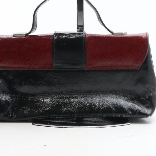 Ezzio Womens Black Colorblock Polyurethane Top Handle Bag Size Small