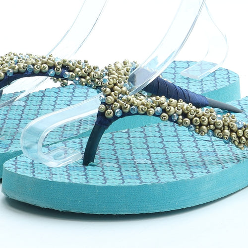 Chinelas Womens Blue Rubber Thong Sandal UK - UK Size 4-5