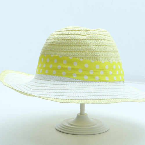 Preworn Girls Yellow Polka Dot Paper Sun Hat Size S
