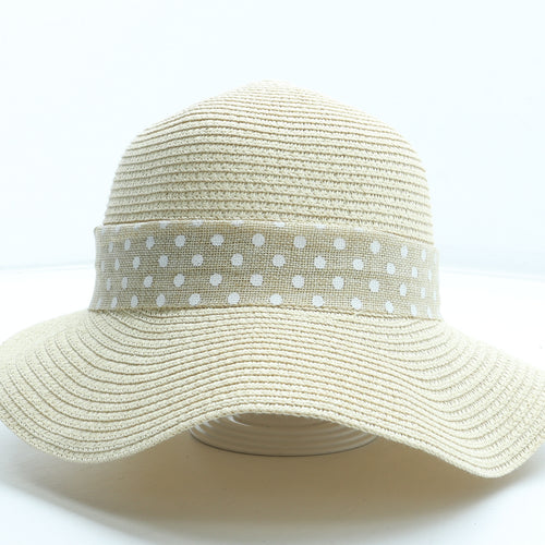 Preworn Womens Beige Polka Dot Paper Sun Hat One Size