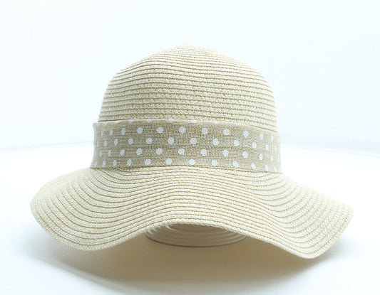 Preworn Womens Beige Polka Dot Paper Sun Hat One Size