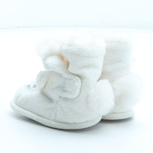 The Little White Company Girls White Polyester Bootie Slipper UK 12-18 Months - Rabbit