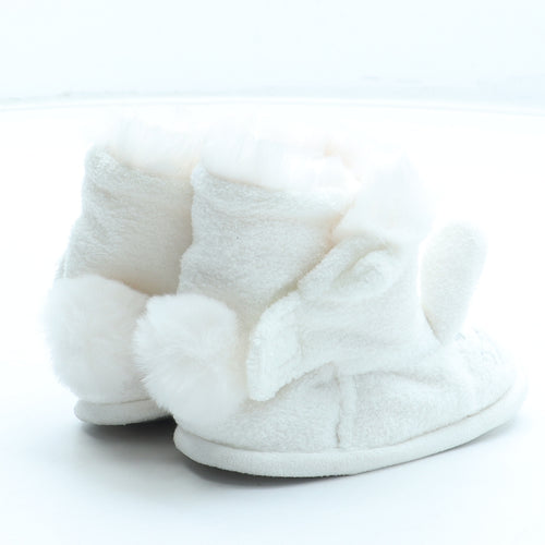 The Little White Company Girls White Polyester Bootie Slipper UK 12-18 Months - Rabbit