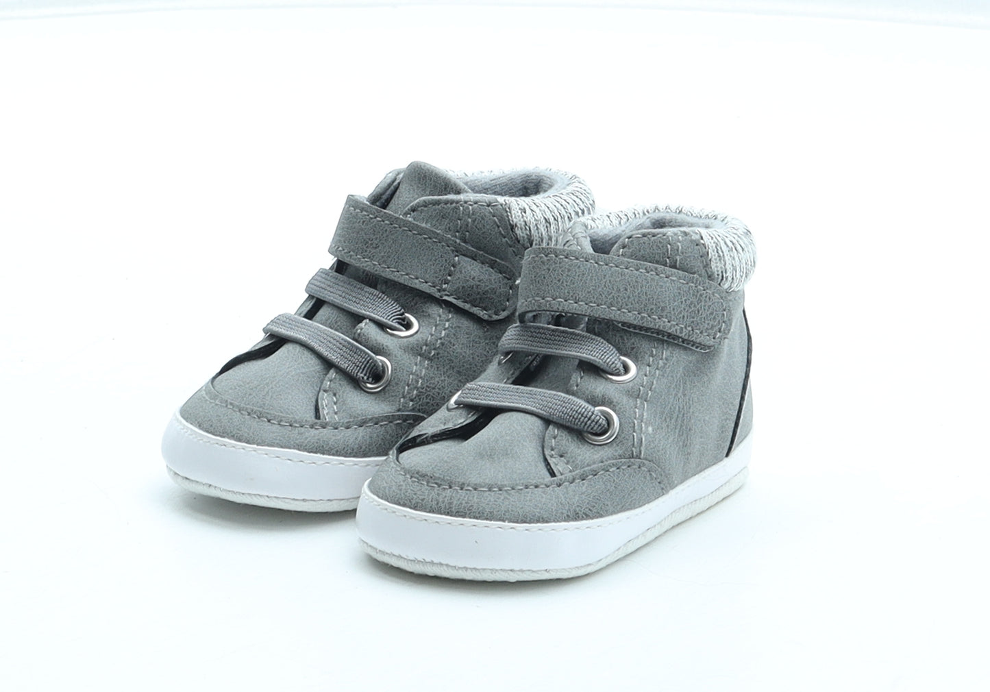 F&F Boys Grey Polyester Sneaker Trainer UK 0-6 Months