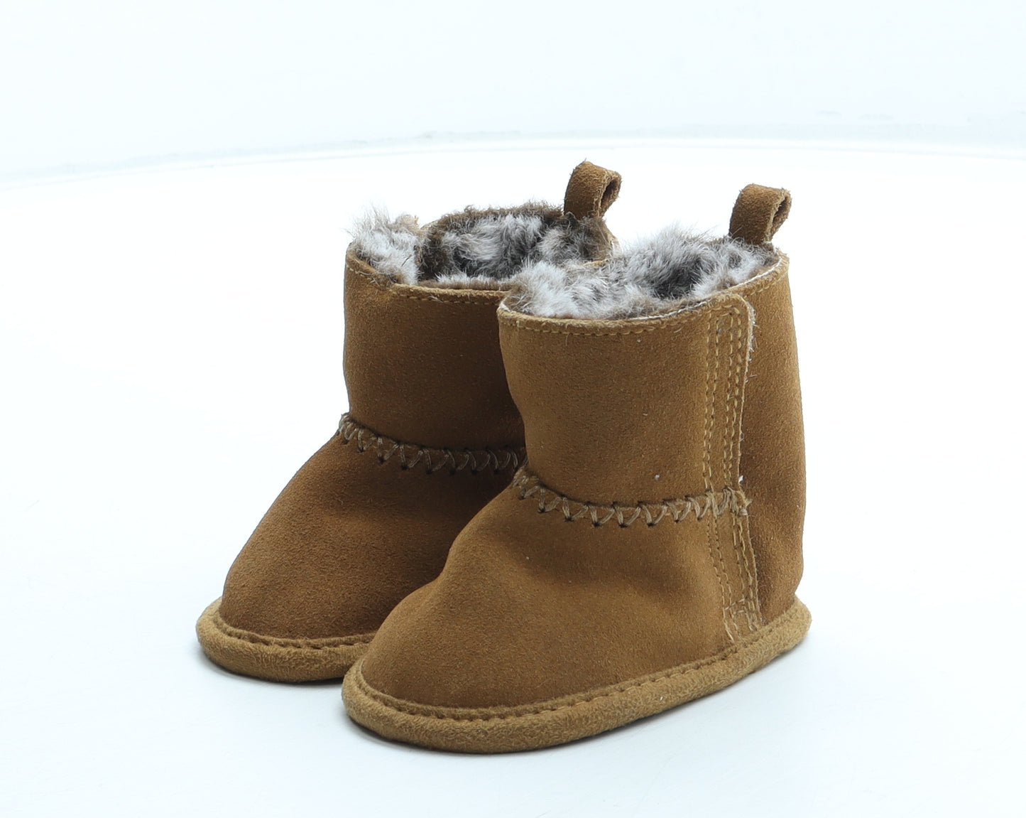 NEXT Girls Brown Polyester Shearling Style Boot UK 0-6 Months