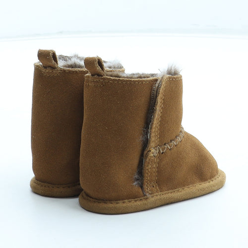 NEXT Girls Brown Polyester Shearling Style Boot UK 0-6 Months