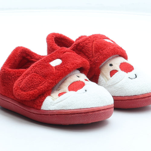 Preworn Boys Red Polyester Bootie Slipper UK 6 23 - Father Christmas