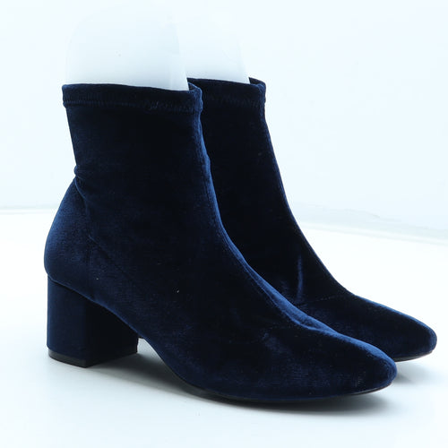 Pull&Bear Womens Blue Polyester Sock Boot UK