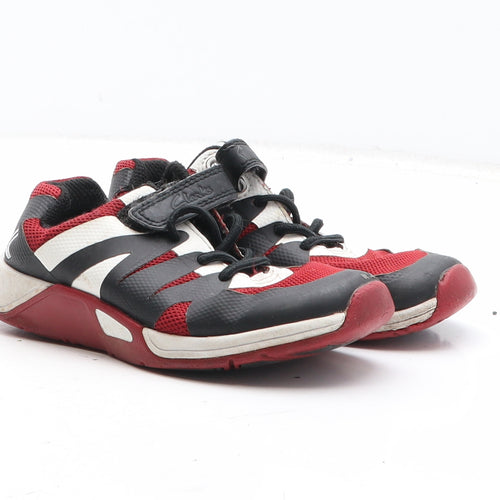 Clarks Boys Red Colourblock Synthetic Trainer UK 8.5