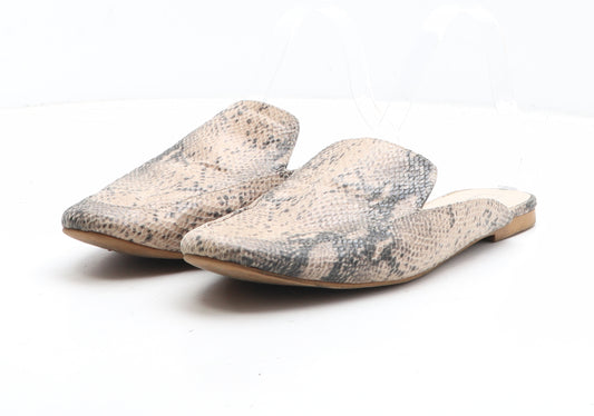 Marks and Spencer Womens Brown Animal Print Synthetic Slip On Sandal UK - Snakeskin Pattern