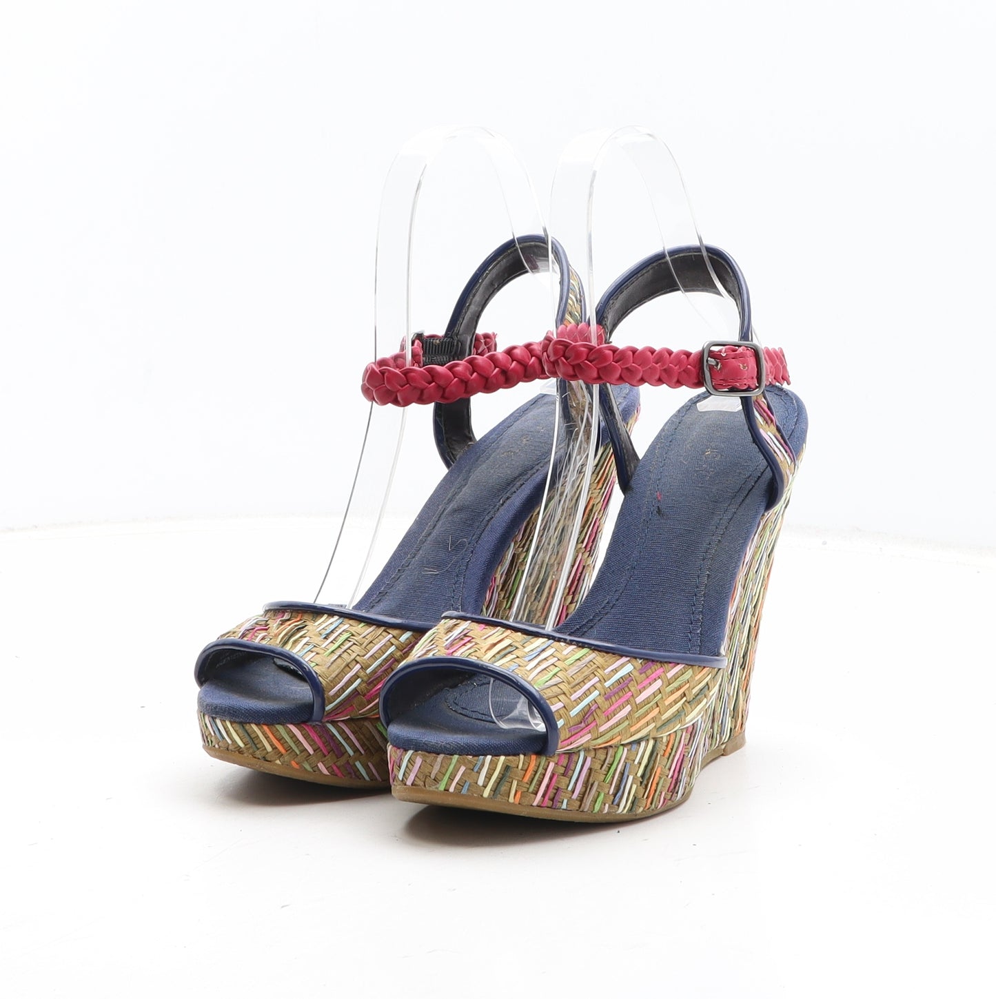 Preworn Womens Multicoloured Geometric Synthetic Strappy Heel UK