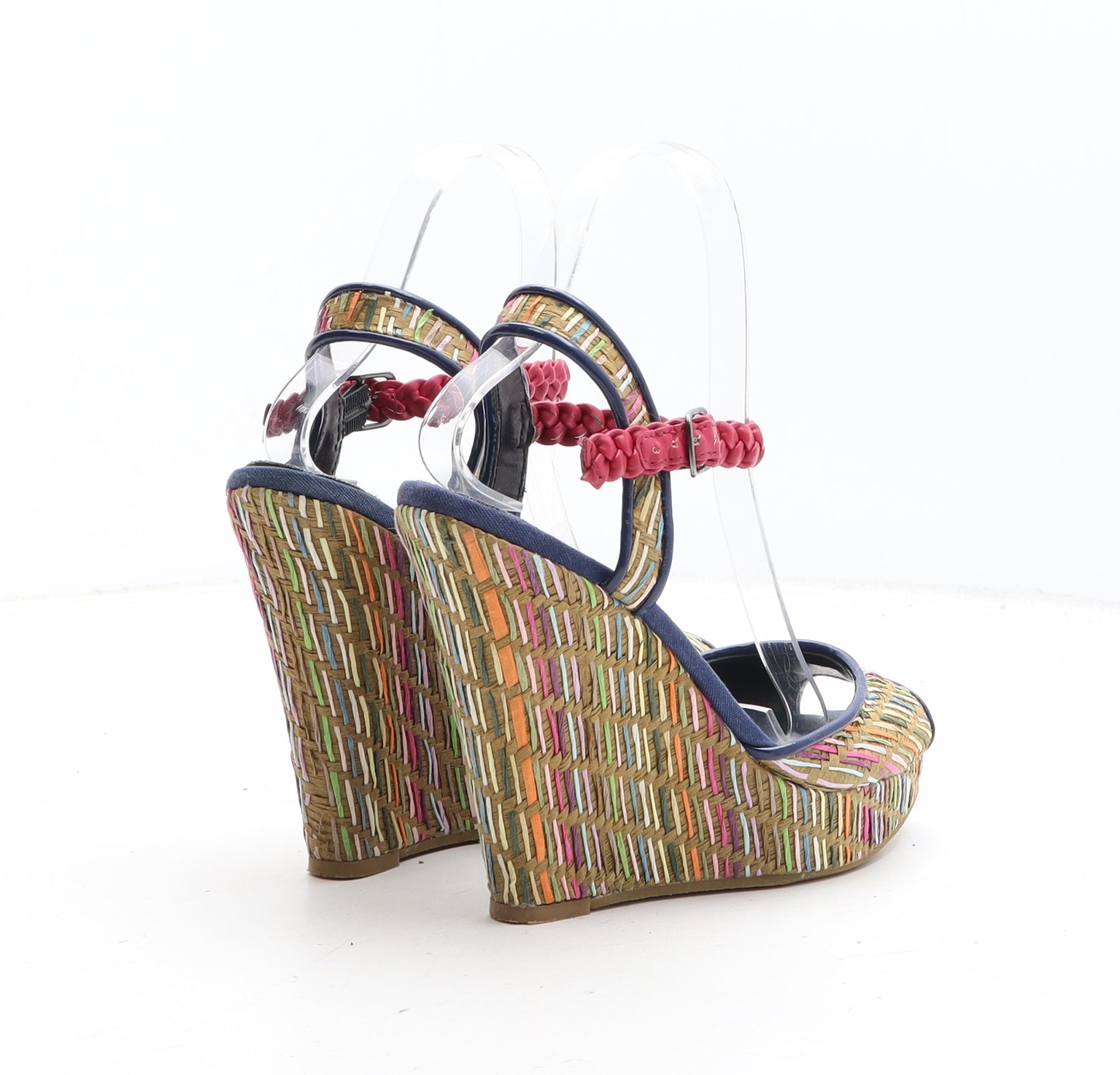 Preworn Womens Multicoloured Geometric Synthetic Strappy Heel UK