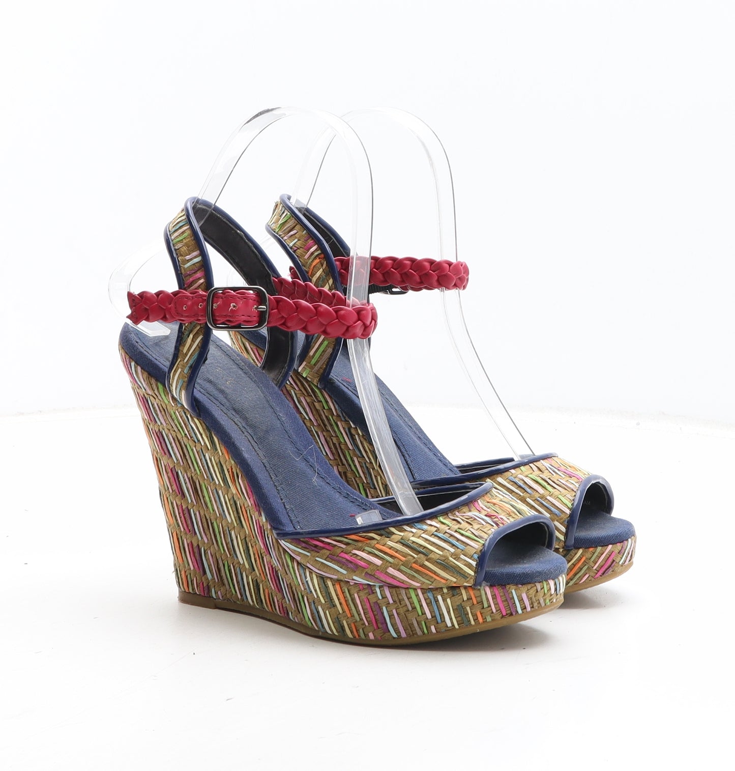 Preworn Womens Multicoloured Geometric Synthetic Strappy Heel UK