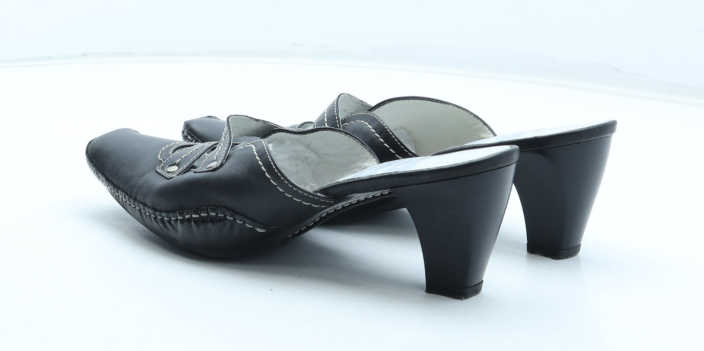 Pietro Bianchi Womens Black Leather Mule Heel UK