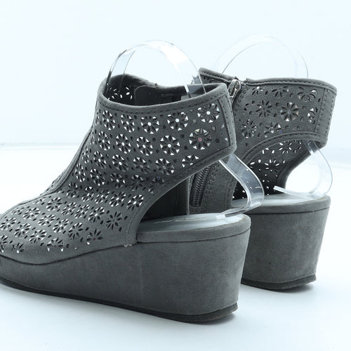 Kenneth Cole Womens Grey Geometric Polyurethane Slingback Heel UK