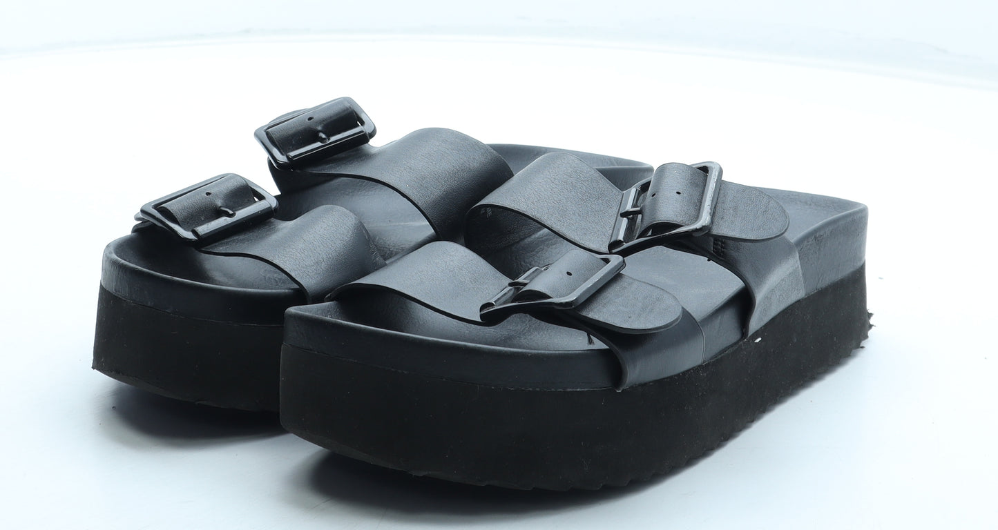 H&M Womens Black Rubber Slip On Sandal UK