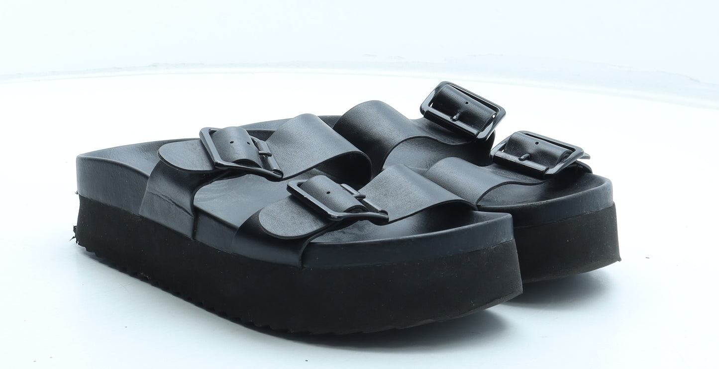 H&M Womens Black Rubber Slip On Sandal UK