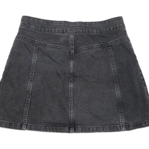 Topshop Womens Size 8 Denim Grey A-Line Skirt (Regular)