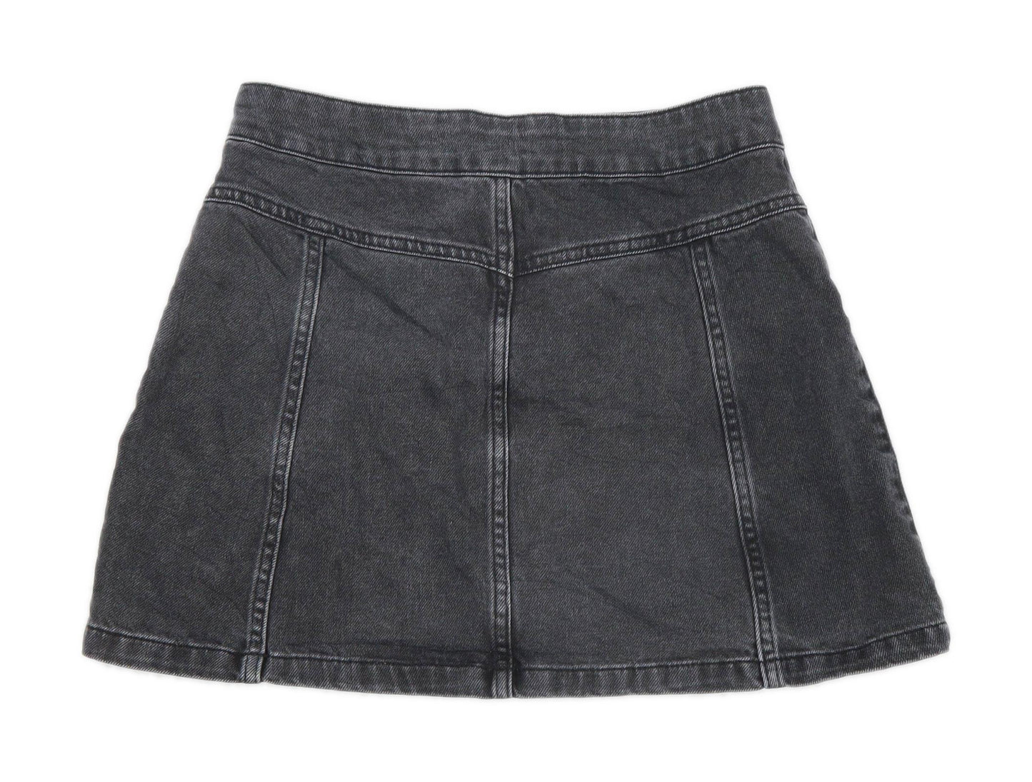 Topshop Womens Size 8 Denim Grey A-Line Skirt (Regular)