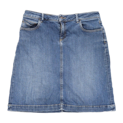 White Stuff Womens Size 12 Denim Blue A-Line Skirt (Regular)