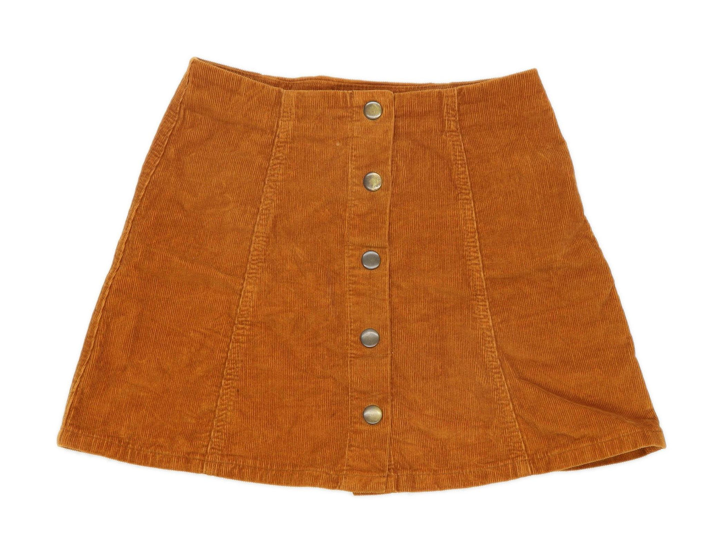 Topshop Womens Size 8 Corduroy Brown A-Line Skirt (Regular)