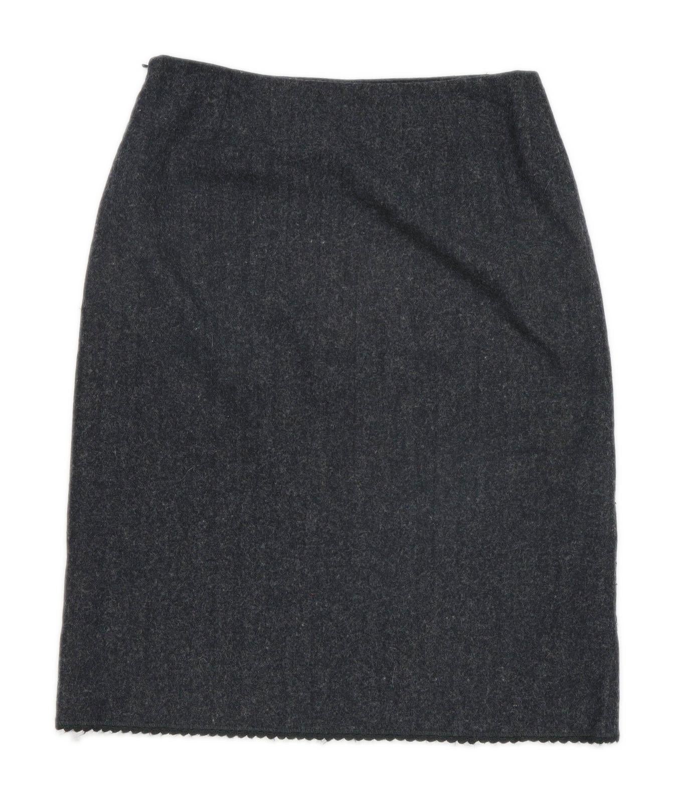 Wallis Womens Size 12 Wool Blend Striped Grey Sequined Skirt (Regular)