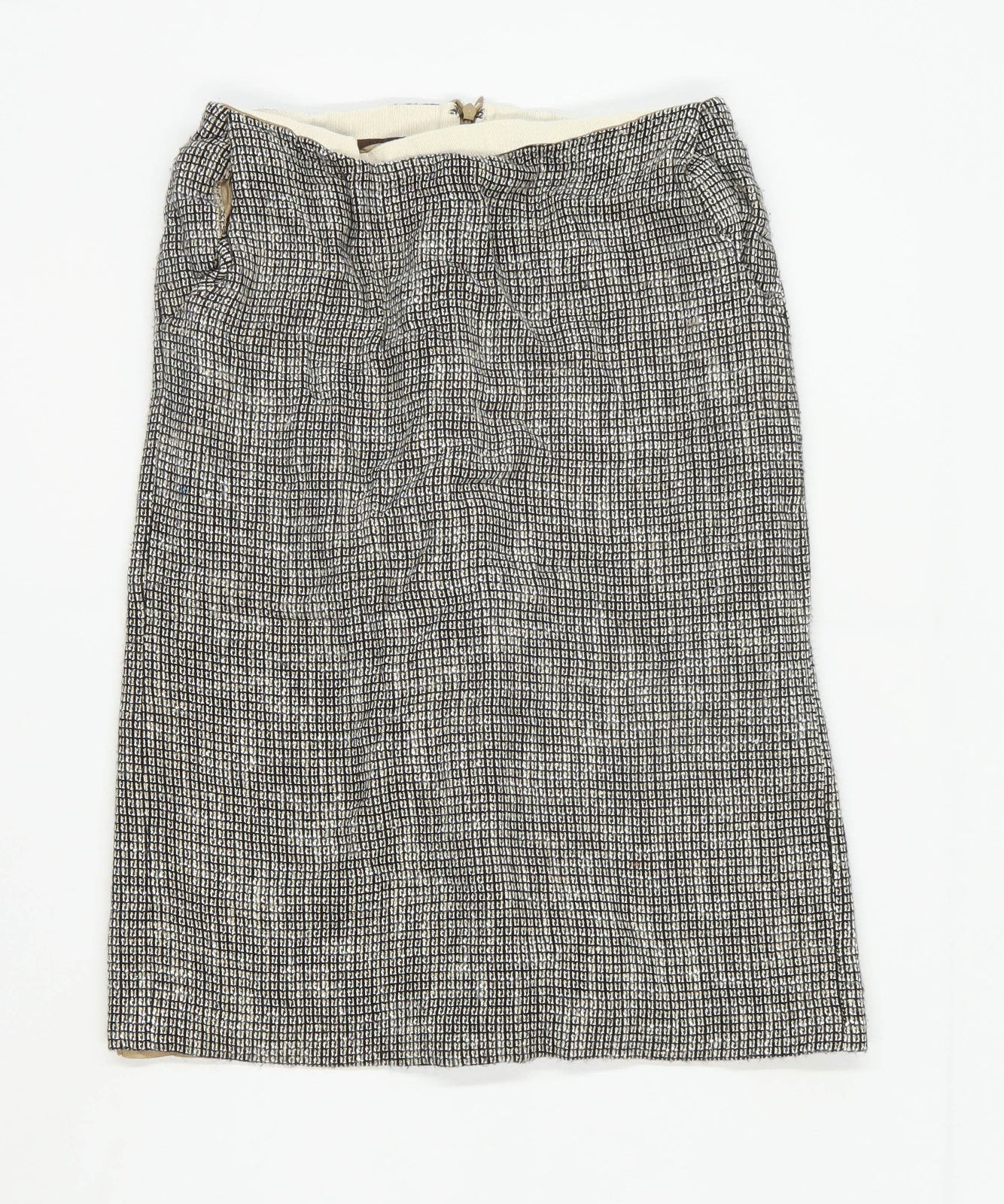 Pure Collection Womens Size 8 Abstract Beige Pencil Skirt (Regular)