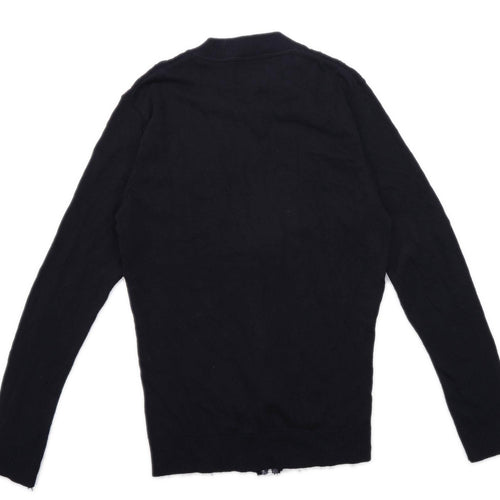 Refectory Mens Size S Cotton Blend Black Cardigan