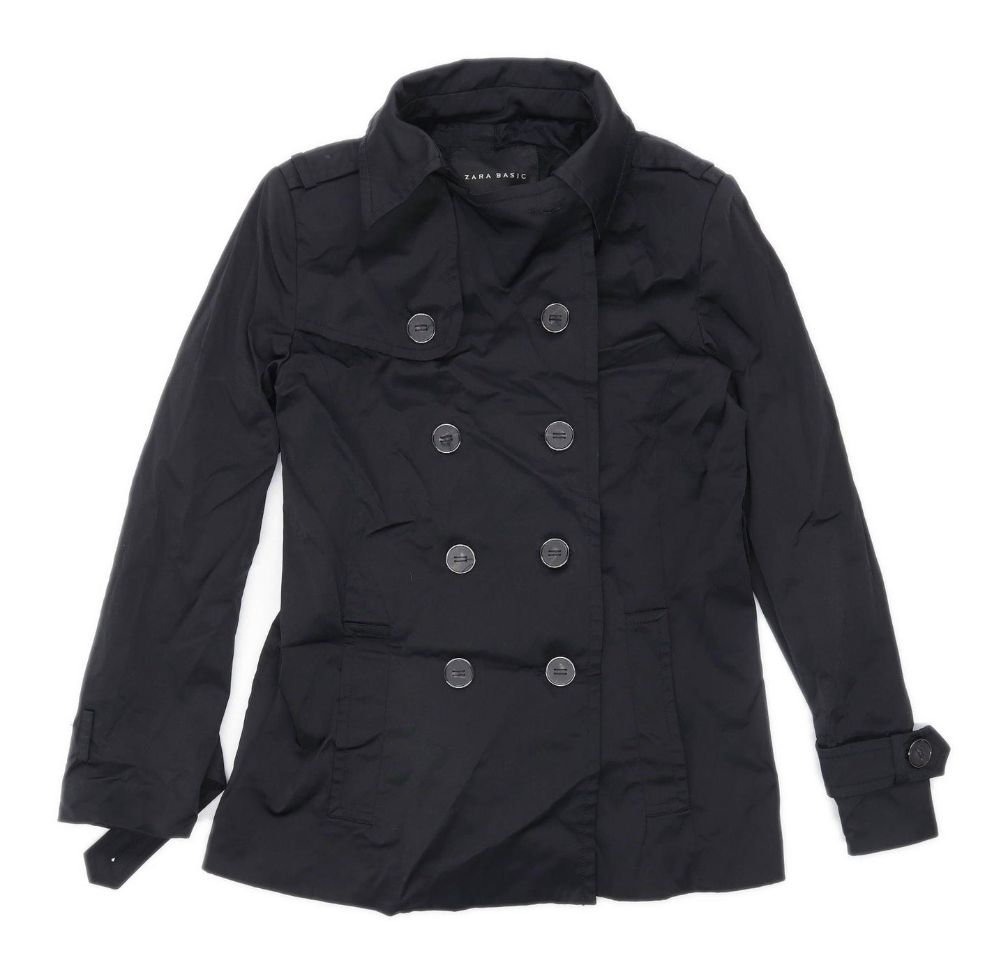 Zara Womens Size L Acetate Black Trench Coat
