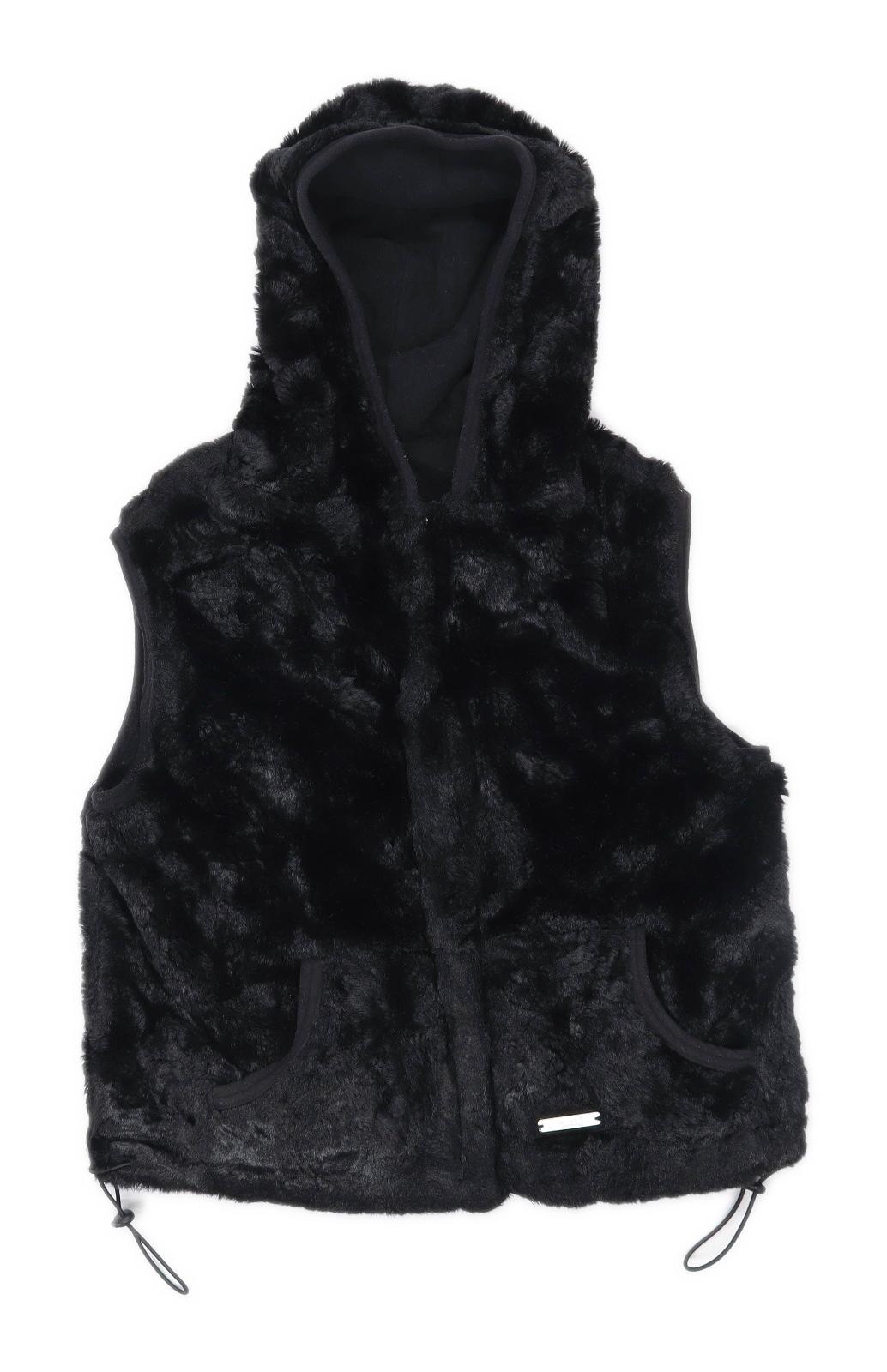 USA Pro Womens Size S Fleece Black Hooded Gilet