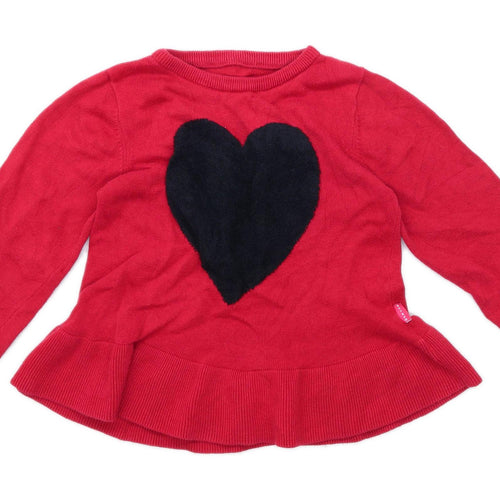 Nutmeg Girls Graphic Red Jumper Age 7-8 Years