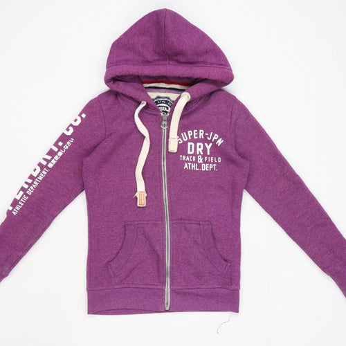 Superdry Womens Size XS Graphic Cotton Blend Purple Hoodie (Regular)