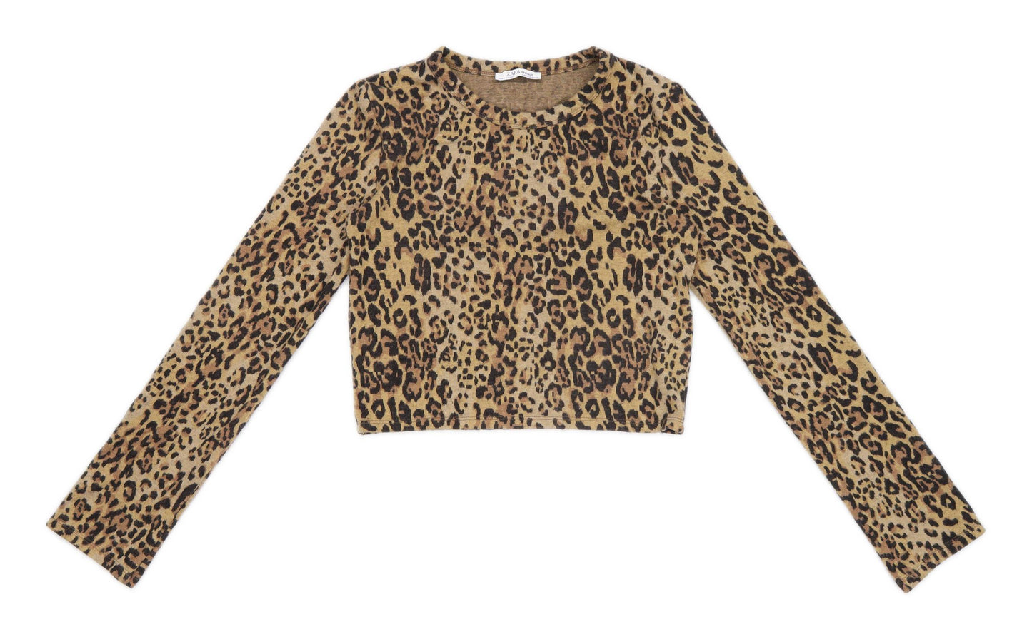 Zara Womens Size M Animal Print Brown Top (Regular)