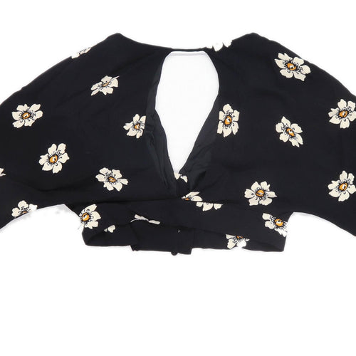 Zara Womens Size M Floral Black Top (Regular)