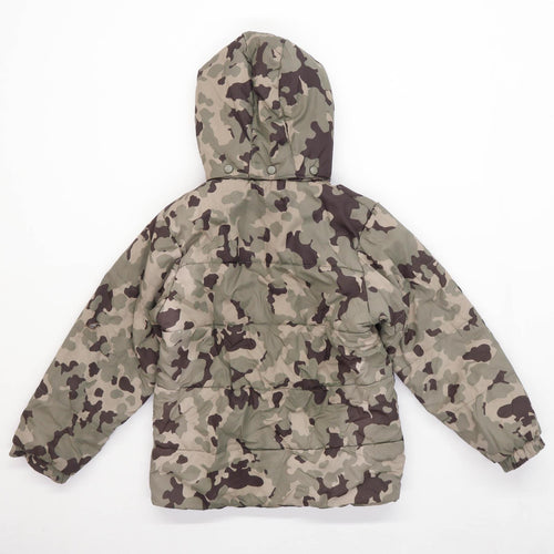 Trespass Boys Camouflage Green Puffa Hooded Coat Age 5-6 Years