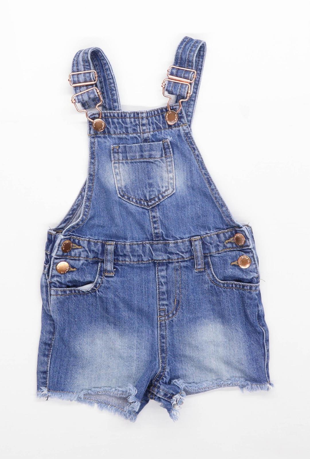 Primark Girls Blue Button Close Dungarees Shorts Age 2-3 Years