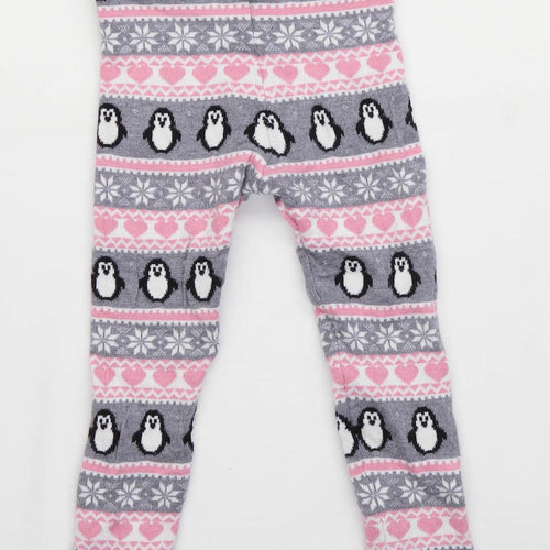 Primark Girls Graphic Grey Penguin Leggings Age 5-6 Years