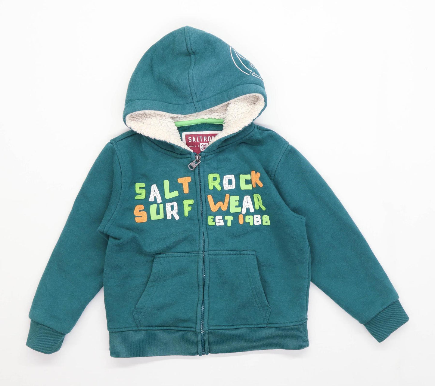 Saltrock Boys Graphic Green Salt Rock Surf Wear Hoodie Age 4-5 Years