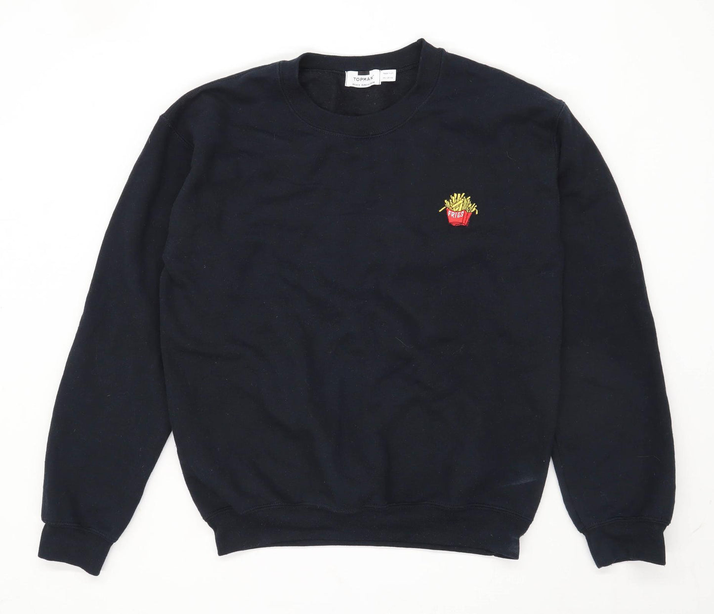 Topman Mens Size S Cotton Blend Graphic Black French Fries Sweatshirt