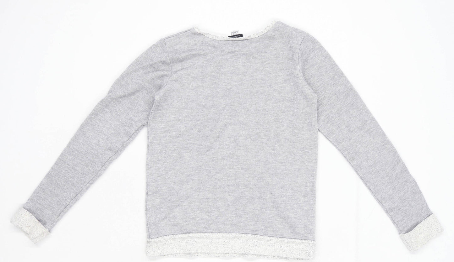 River Island Girls Graphic Grey Glittery Sweatshirt Age 11-12 Years