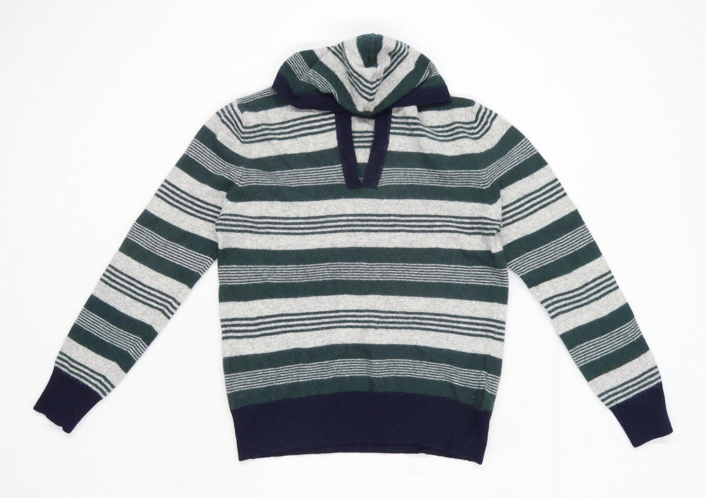 Sisley Baby Boys Striped Green Hooded Jumper Size M