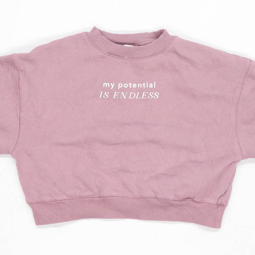 Zara Girls Graphic Purple Crop Sweatshirt Age 8 Years